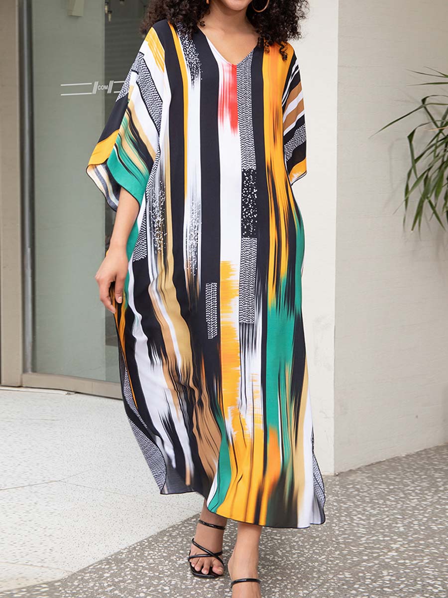 Placement Print Beach Cover-up Dress