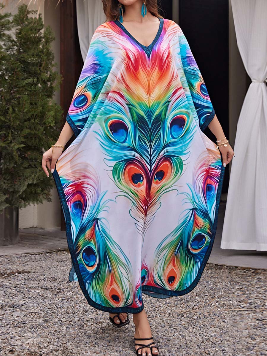 Placement Print Beach Cover-up Dress