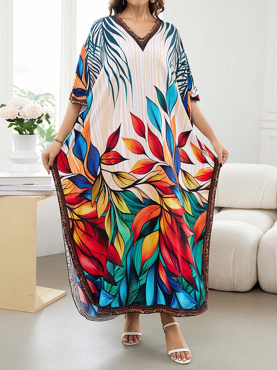 Placement Print Beach Cover-up Dress