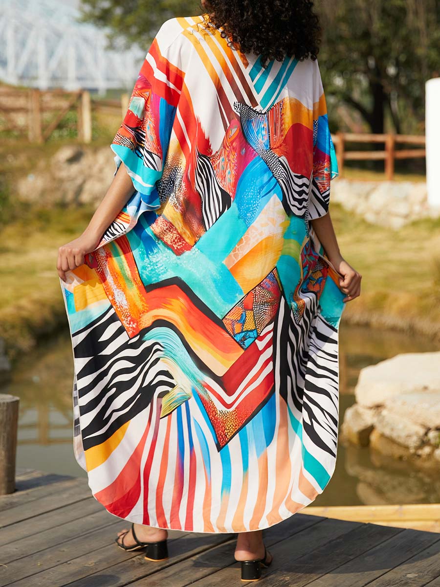 Placement Print Beach Cover-up Dress