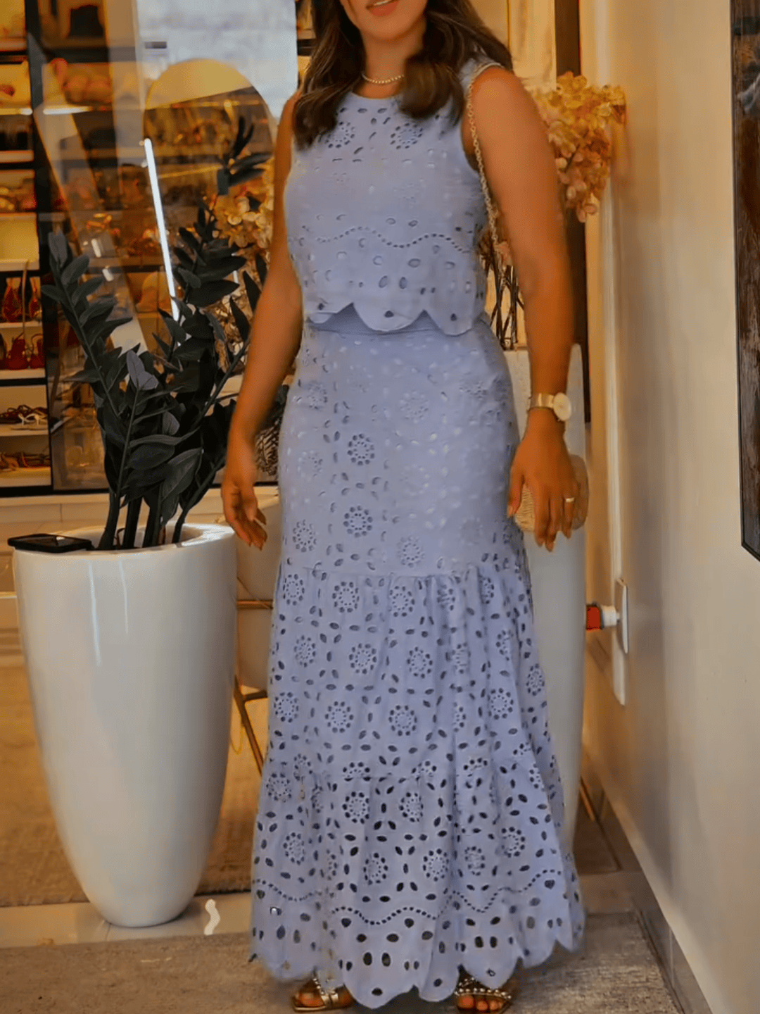 Lace Top & Skirt 2 Pc Set