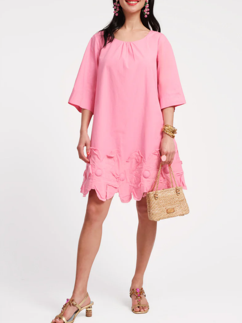 3/4 Bell Sleeve Flower Mini Dress