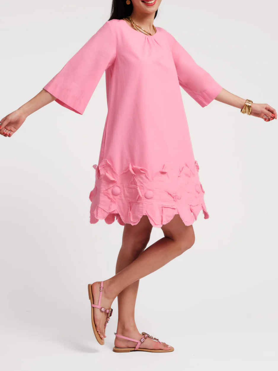 3/4 Bell Sleeve Flower Mini Dress