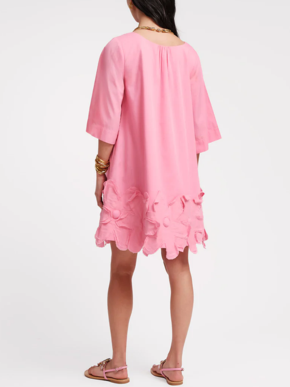 3/4 Bell Sleeve Flower Mini Dress