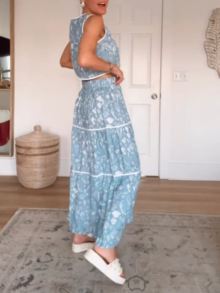 Beach Top & Skirt 2pc Set