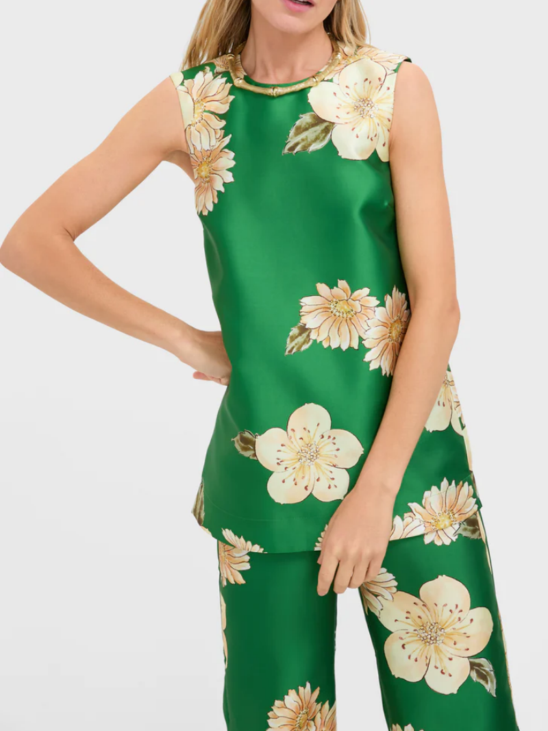 Jacquard Sleeveless Top & Pants 2pc Set
