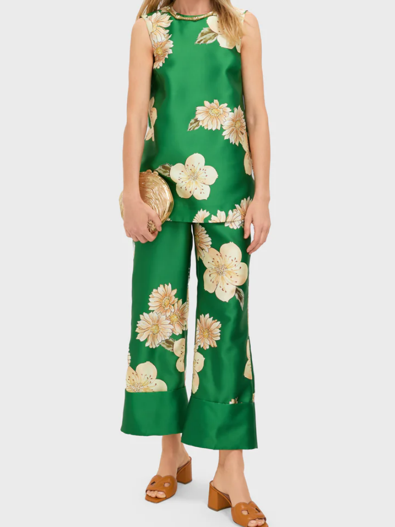 Jacquard Sleeveless Top & Pants 2pc Set