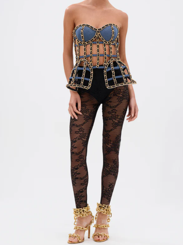 Chain Detail Corset Top