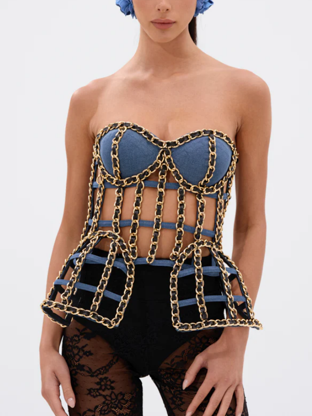Chain Detail Corset Top