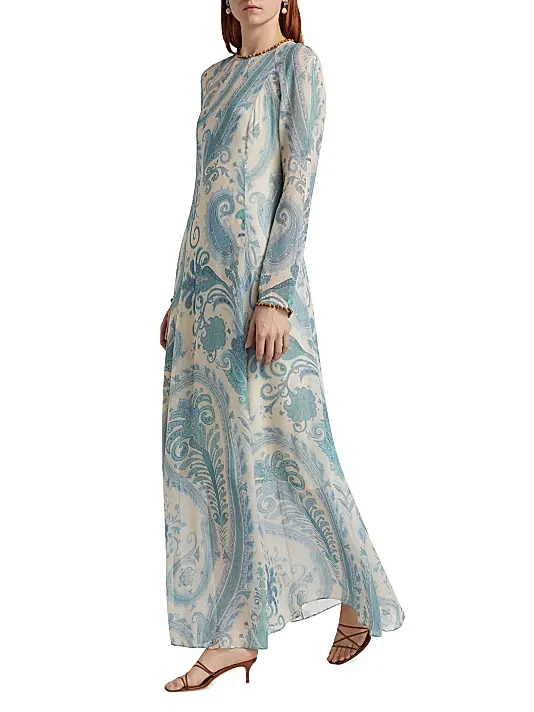 Crew Neck Sheath Printed Maxi Dress