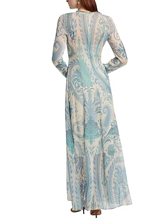 Crew Neck Sheath Printed Maxi Dress