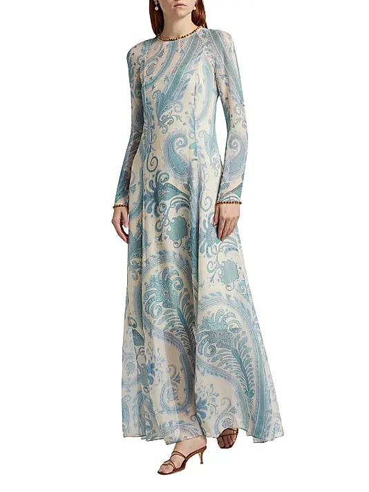Crew Neck Sheath Printed Maxi Dress