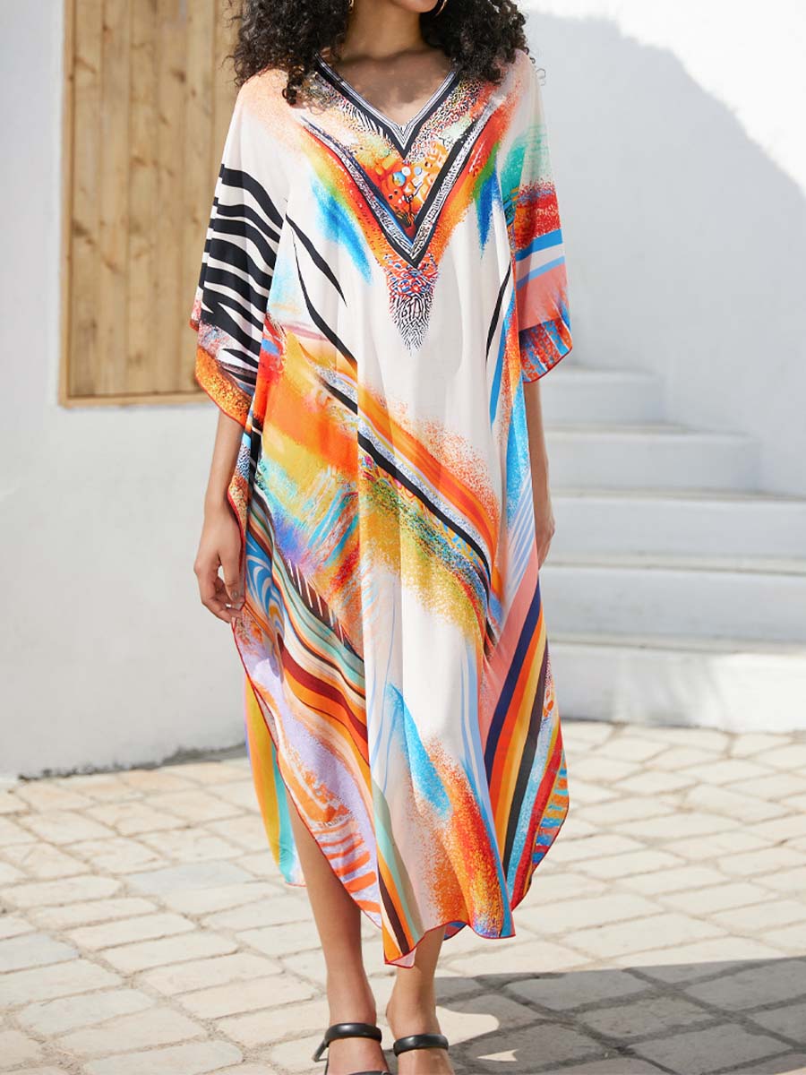 Placement Print Beach Cover-up Dress