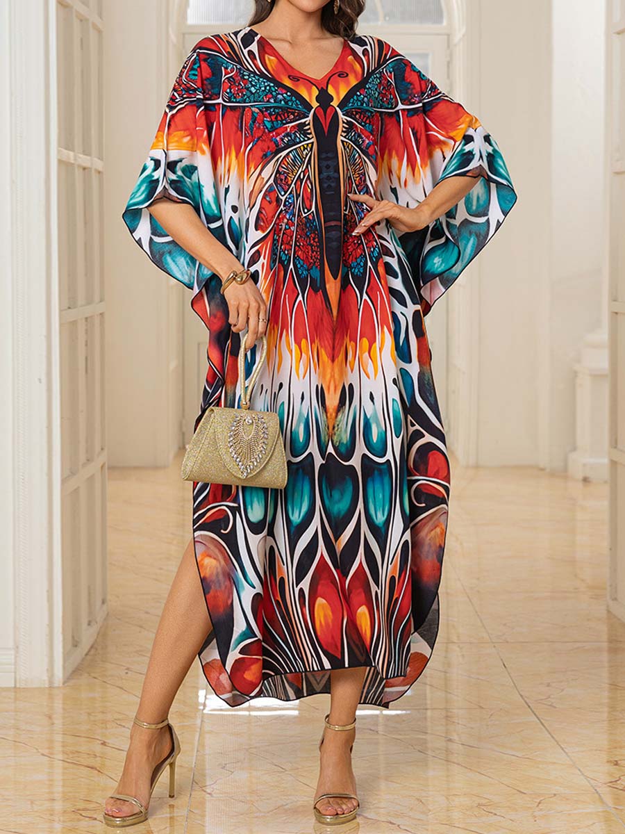 Placement Print Beach Cover-up Dress