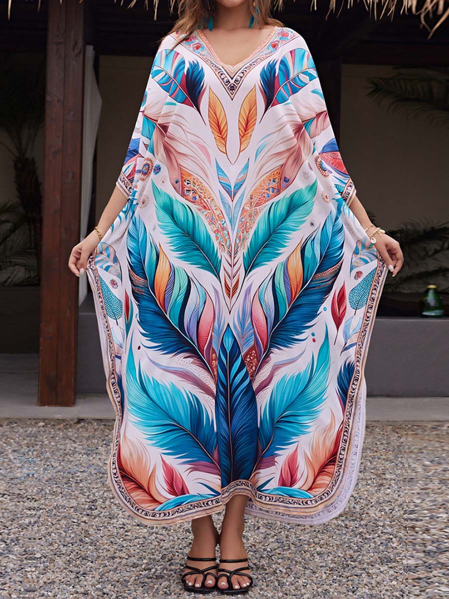 Placement Print Beach Cover-up Dress