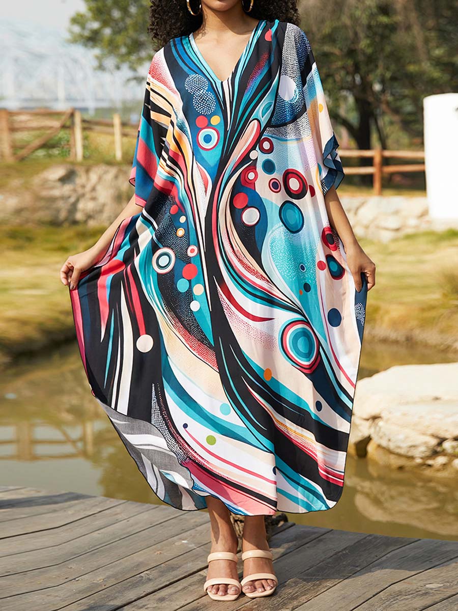 Placement Print Beach Cover-up Dress