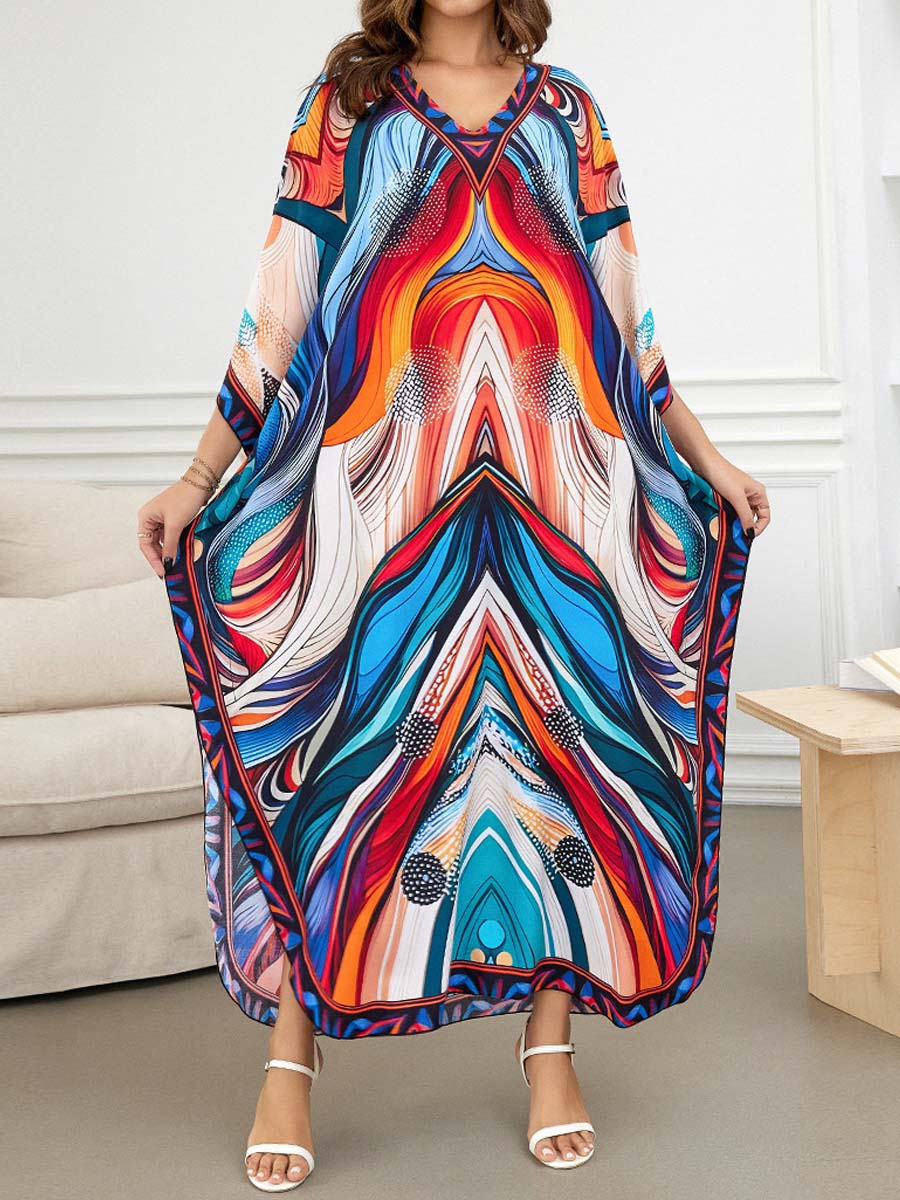 Placement Print Beach Cover-up Dress