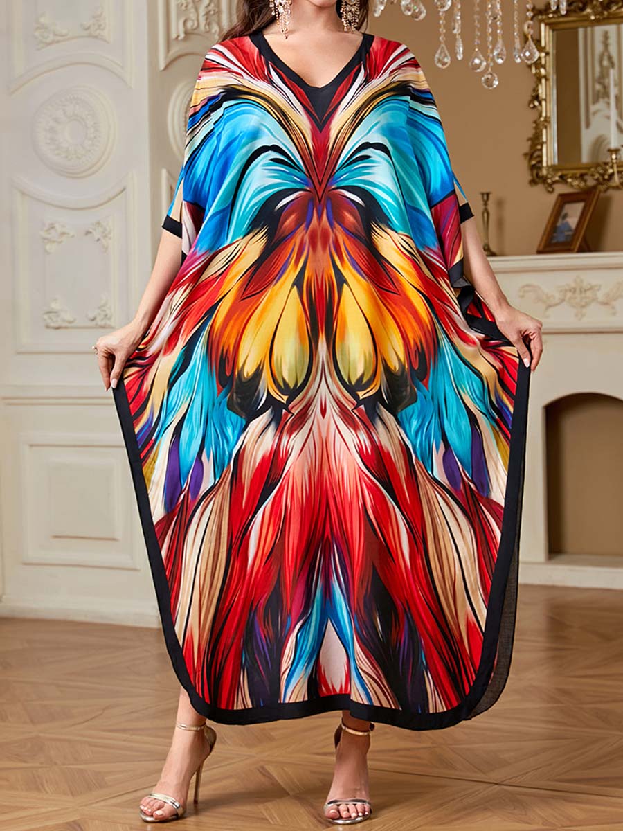 Placement Print Beach Cover-up Dress