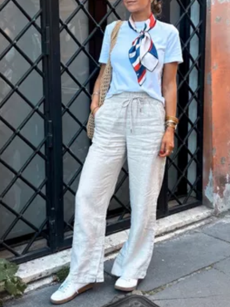 Linen High Rise Wide Leg Pant