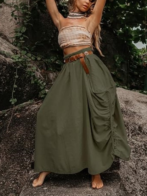 Hippie Gypsy Boho Maxi Skirt With Pockets