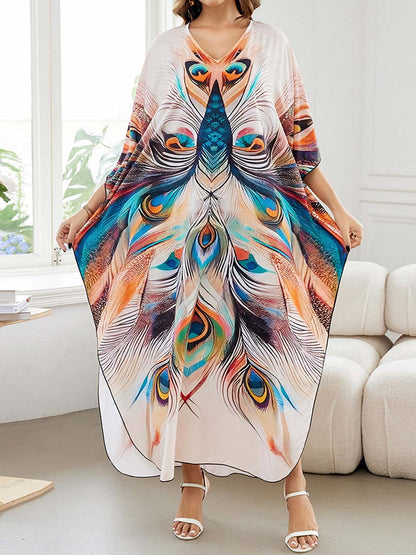 Placement Print Beach Cover-up Dress