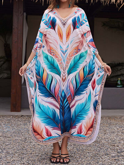 Placement Print Beach Cover-up Dress